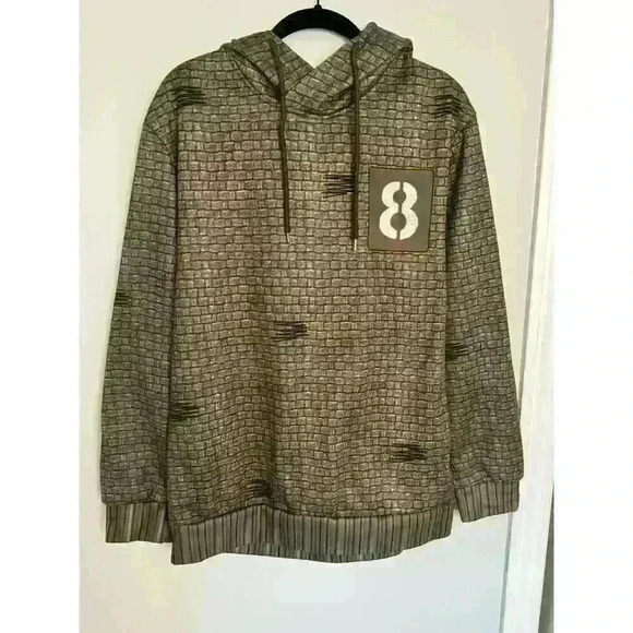 oc orderplus Hoodie / Sweatshirt ~ Brick Pattern ~ Green Combo ~ Sz Large - Picture 1 of 10